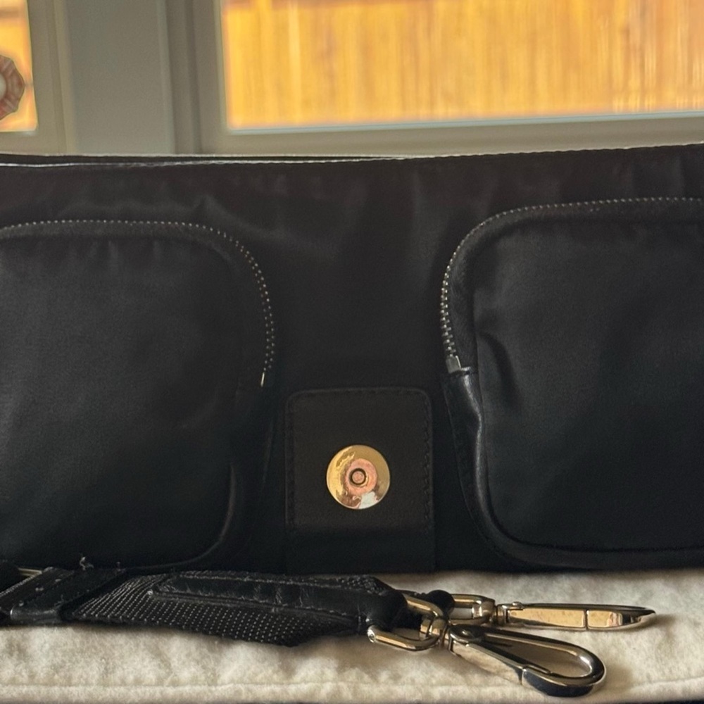 Prada Tessuto Vitello Convertible Shoulder Bag Black Nylon Dual Zip - Picture 11 of 14